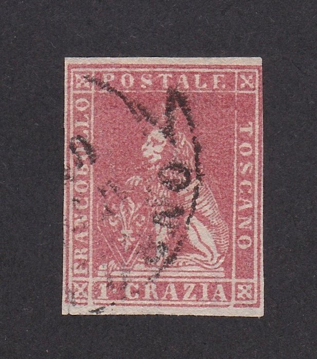 Italiaanse oude staten - Toscane 1857 - 1 crazia with banderole cancellation of Livorno - Sassone 12a