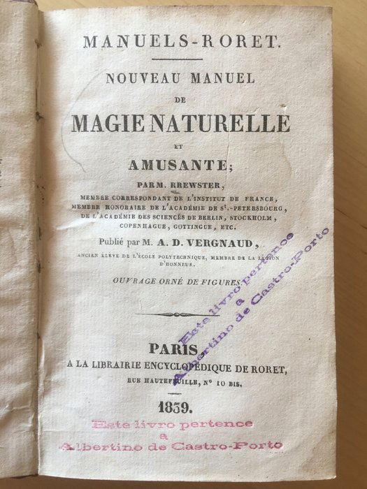 M. Brewster - Nouveau Manuel de Magie Naturelle et Amusante - 1839
