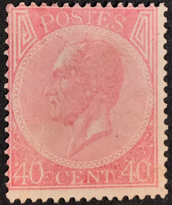 België 1865/1866 - Leopold I in profiel - 40 centimes Bleekroze - POSTFRIS - OBP 20A