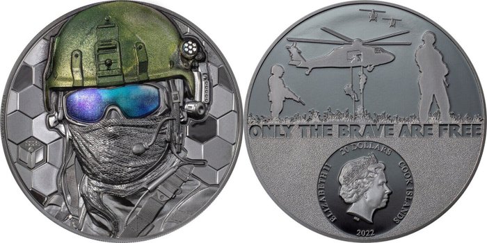 Cook Islands. 20 Dollars 2022 - Special Forces - Real Heroes - 3 Oz