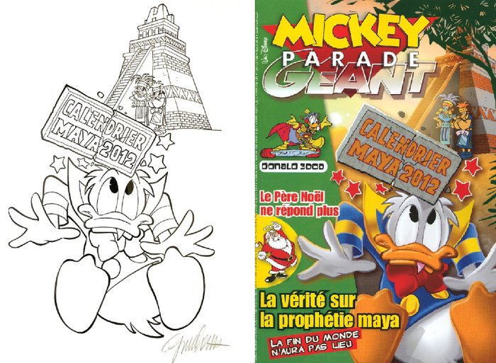 Mickey Parade Géant 331 - "La vérité sur la prophétie maya" - Signed Original cover page by Giorgio Cavazzano - (2012)