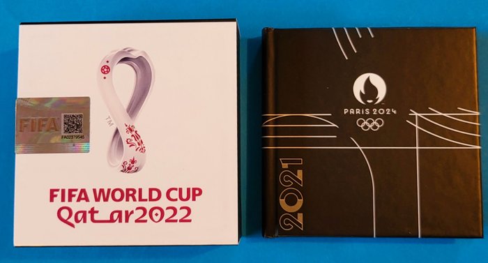 Frankreich. 2 + 10 Euro 2021-2022. Proof - 'FIFA Qatar + JO 2024' (2 pieces)