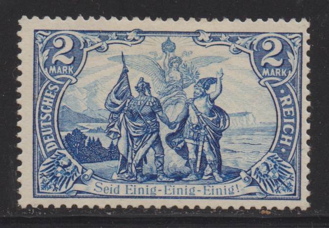 German Empire 1902 - “Germania” 2 marks with rare b-perforation - Michel 82 B