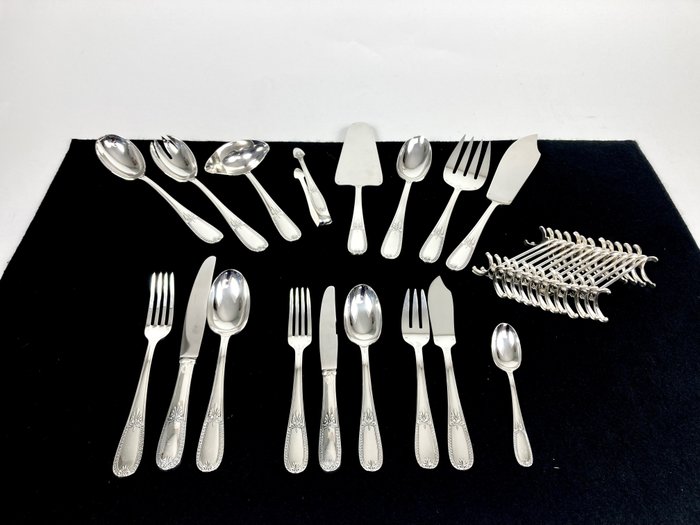 Orfèvrerie Silor – Cutlery for 12 people ‘Empire’ in suitcase (128) – Empire – Verzilverd – Empire