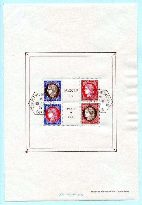 Frankrijk 1937 - PEXIP stamp Exhibition, Cancelled - Michel Block 3