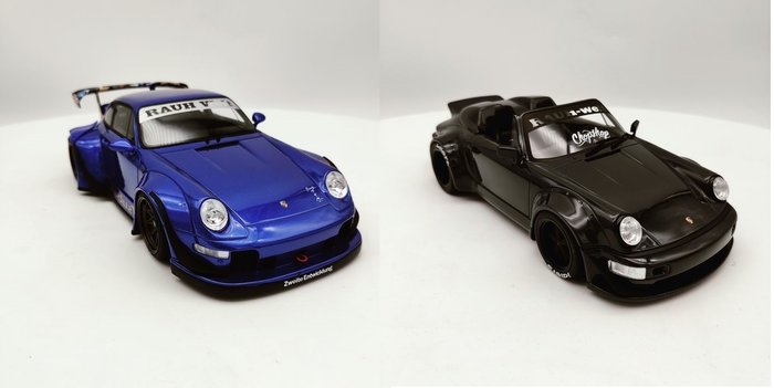 GT Spirit - 1:18 - Porsche 911 RWB Body-Kit Tsubaki Blue & Yabai Grigio Telesto