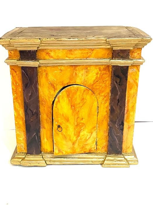 Tabernacle in wood and gilded brass / bronze metal finely handcrafted (1) - wood and gilded brass / bronze metal - Inizio XX secolo