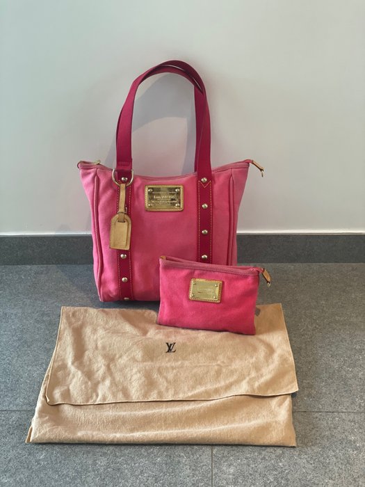 Louis Vuitton Antigua Cabas Pink Canvas Shoulder Bag PM Louis Vuitton