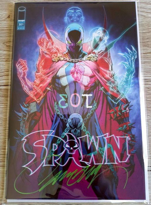 Spawn #301  Key Issue :  "1st Full App Ninja Spawn" !! Big McFarlane Announcement soon at NYCC 2022... - Signed by J.Scott Campbell !!!  SPAWN MOVIE SOON ... - First edition
