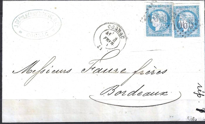 France 1871 - paire/lettre - n°44A