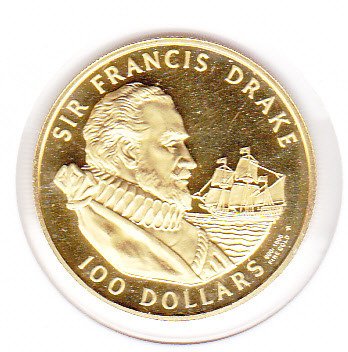 British Virgin Islands. 100 Dollars 1979 "Sir Francis Drake"