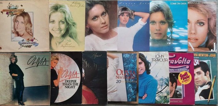 Olivia Newton John and John Travolta - 13 x Album including 1 x Double Album and 1 x maxi single - Multiple titles - 2xLP Album (double album), LP's, Maxi single 12"inch - Reissue, Various pressings - 1974/1982