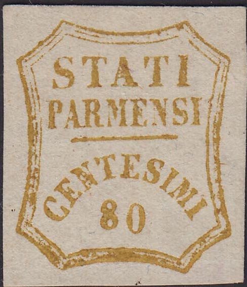 Italiaanse oude staten - Parma 1859 - Provisional Government, “Stati Parmensi” and figure in an octagon with curved lines, c. 80 bistre - Sassone N. 18