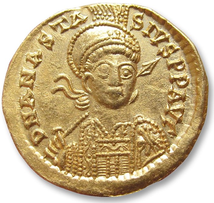 Byzantine Empire. Anastasius I (AD 491-518). Gold Solidus,  Constantinople mint 491-498 A.D. - officina marking Є -