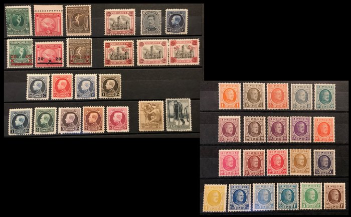 Preview of the first image of Belgium 1920/1923 - Complete years including the Houyoux, Montenez series - OBP 179/220.