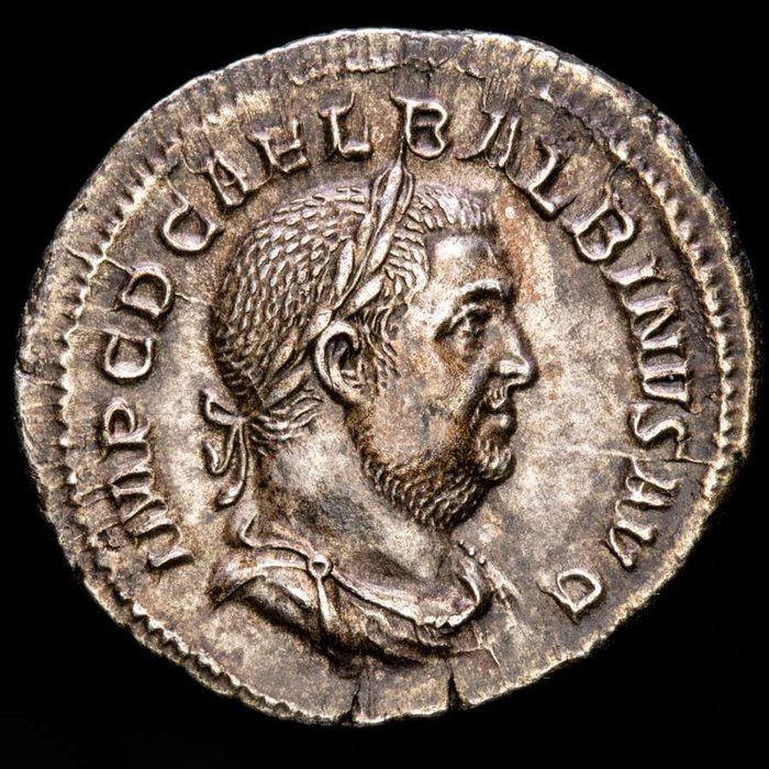Roman Empire. Balbinus (AD 238). Silver Denarius,  Rome - P M TR P COS II P P, togate emperor holding branch and parazonium.