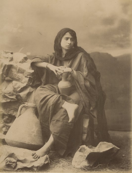 Attr. J.P. Sebah (XIX) - 1880 - Egypte, portrait de jeune fille fellah