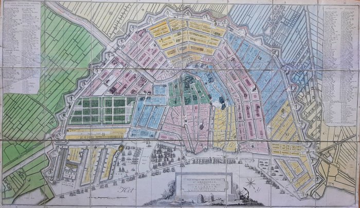 Paesi Bassi, Amsterdam; Covens, Mortier en zoon - Nieuwe Platte Grond Der Stad Amsterdam - 1809