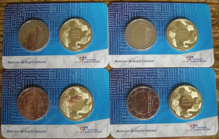 Hollandia. 2 Euro / Token 2022 "Munt voor de zorg" (4 coincards)  (Nincs minimálár)