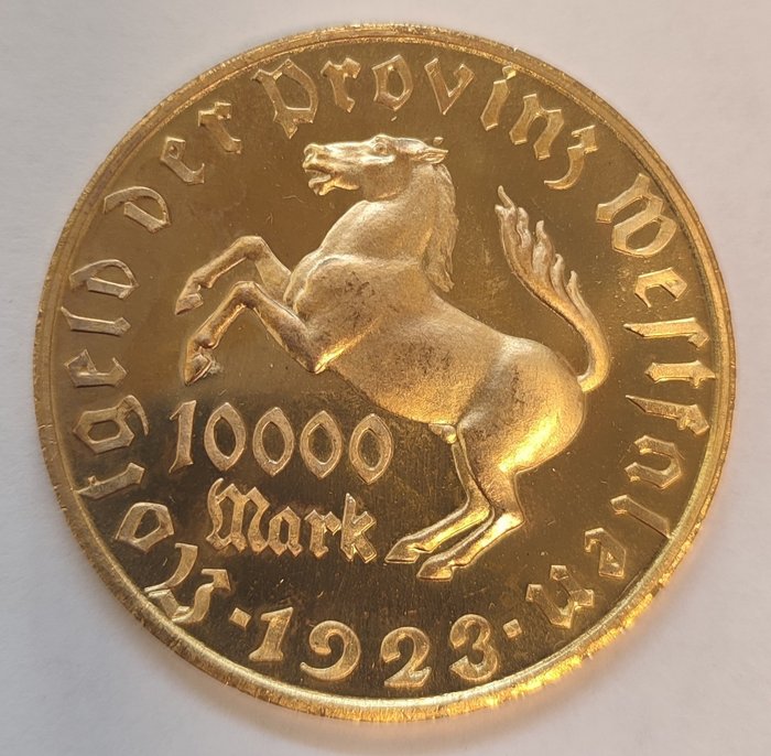 Germany, Westphalia. 10.000 Mark 1923. Minister vom Stein. Bronze vergoldet.