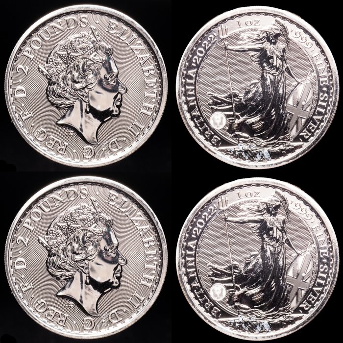 United Kingdom. 2 Pounds 2022 Britannia (2 coins)