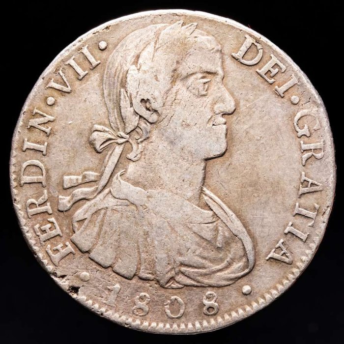 Kingdom of Spain. Fernando VII (1813-1833). 8 Reales 1808 T·H. Mexico. Busto imaginario.