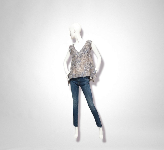 Blumarine - Silk & jeans Blouse, Jeans - Catawiki