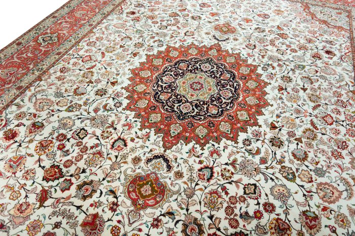 Tabriz 50 Raj - 非常好，有很多丝绸 - 小地毯 - 407 cm - 296 cm