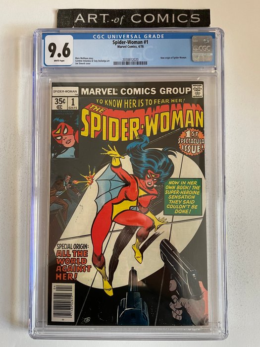 Spider-woman #1 - New Origin Of Spider-Woman - CGC Graded 9.6 - Extremely High Grade - White Pages - Red Hot Book - Softcover - Erstausgabe - (1978)