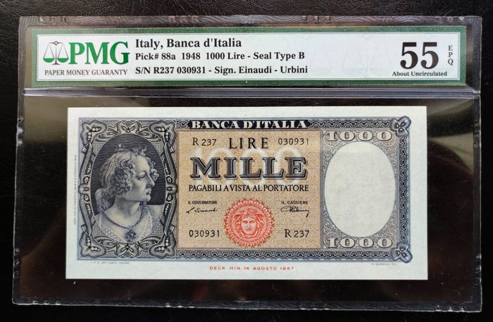 Italië - 1.000 Lire 10/02/1948 "Italia" (Medusa) - Gigante BI 54B; Alfa BI.696; Pick 88a