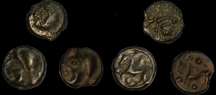 Celts, Senones, et Haute et Moyenne seine. Lot de 3 Potins,  1 siècle avant J.-C.