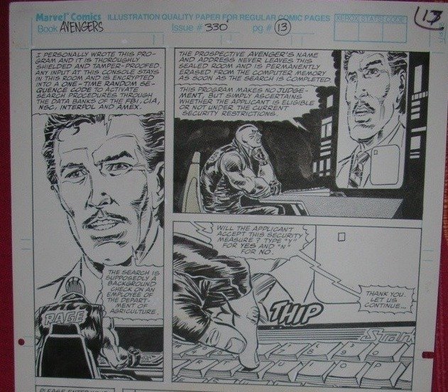 Avengers Vol 1 #330- Page 13 - 11x17 inches - Original Artwork by Paul Ryan and Tom Palmer - Lose Seiten - Unikat - (1991)