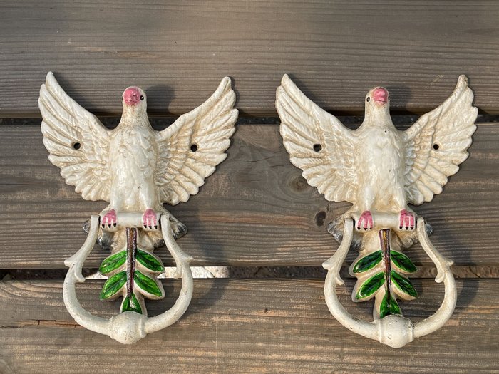 Coppia di 2 ornamenti da parete colomba / piccione | Decorazione domestica | Decorazione esterna (2) - Ghisa