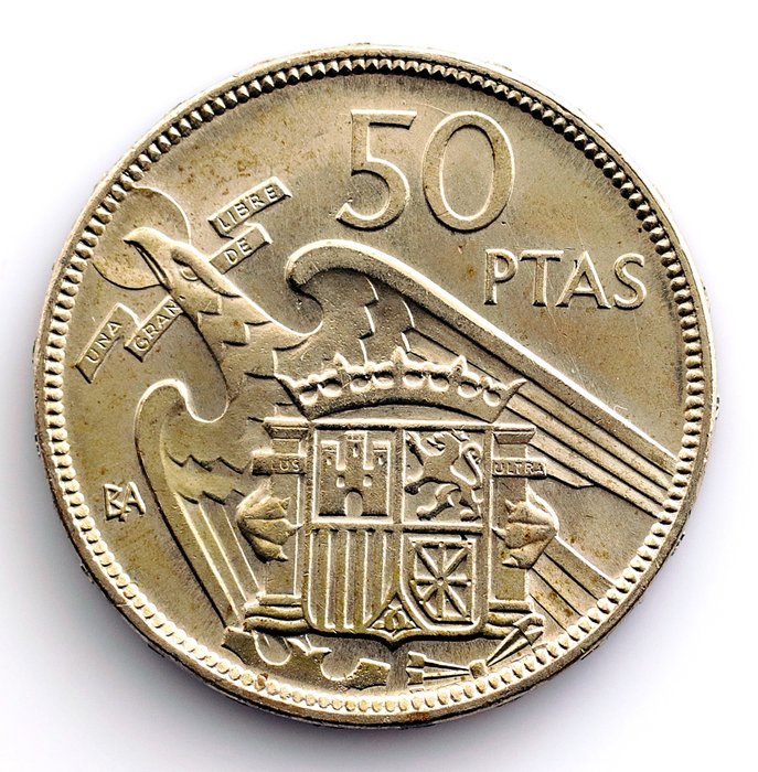 España - Madrid. Francisco Franco. 50 Pesetas 1957 BA  - I Exposición Iberoamericana de Numismatica y Medallistica- ESCASA