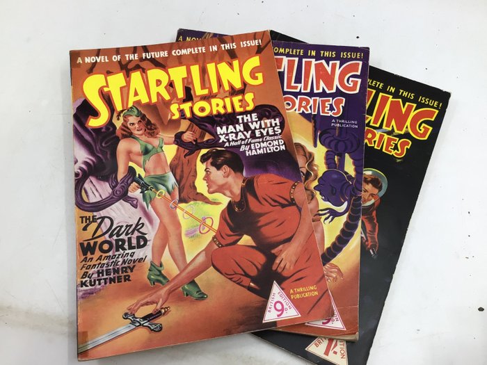 Various incl Clark Ashton Smith, Jack Williamson - Three rare SF pulp issues of Startling Stories - 1946
