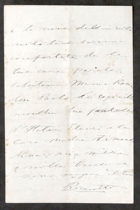Ricciotti Garibaldi (primogenito di Giuseppe) - Lettera autografa - 1870