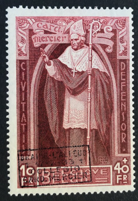 Belgien 1933 - Cardinal Mercier with overprint ‘Braine L'Alleud’ - OBP / COB 374A/74K POSTFRIS