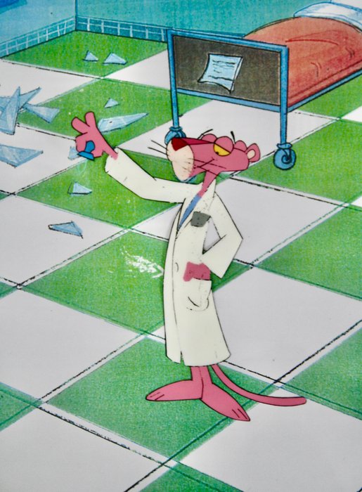 Pink Panther - Fritz Frelang/David De Patie - Original Animation Production Cel with Copy Background