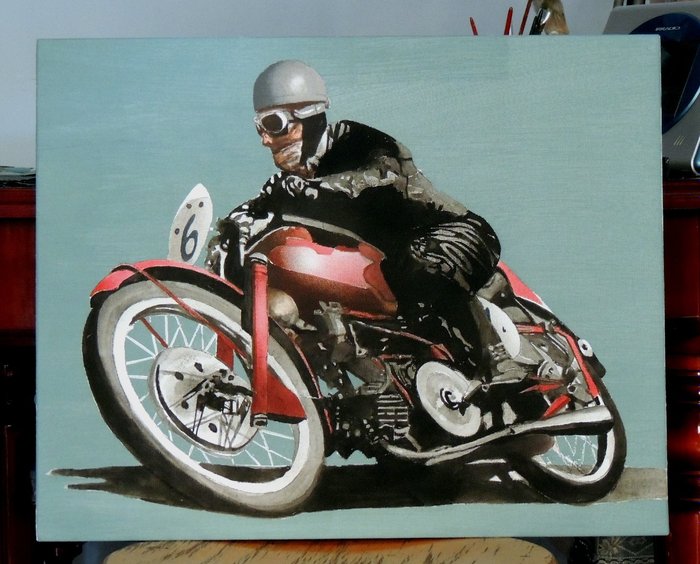 Quadro/opera d’arte - Moto Guzzi Gambalunghino 250cc - Bruno Ruffo 1952