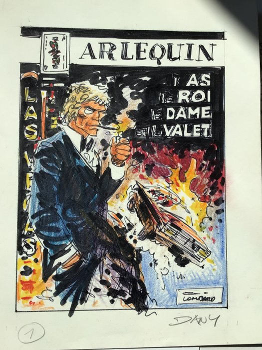 Dany - Crayonné original - Projet de couverture - Arlequin T2 - L'as, le roi, la dame et le valet - (1992)
