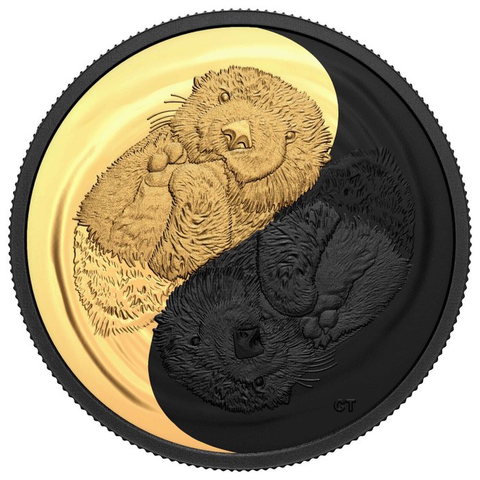 Canada. 20 Dollars 2022 -  Black and Gold - Sea Otter - 1 Oz with COA and BOX