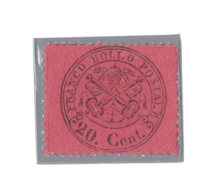Antichi Stati italiani - Stato Pontificio - 1868- 20 c. rosso bruno scuro - sassone 27  d