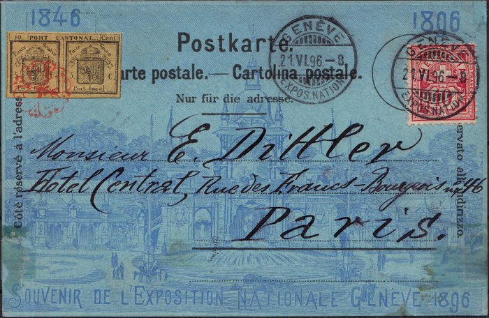 Schweiz 1896 - Offizielle Erinnerungskarte an die Nationale Ausstellung