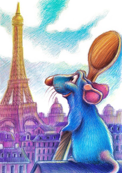 Remy [Ratatouille] - Giclée Signed By Joan Vizcarra - Canvas - Artist Edition - Uniek exemplaar