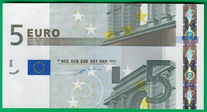 European Union - Germany - 5 Euro 2002 - Duisenberg - intentionally wrong cut