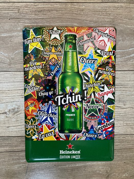 Tchin "Heineken" - Enseigne publicitaire - métal/étain
