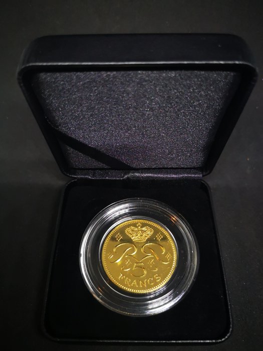 Monaco. 5 Francs 1974 Rainier III. Essai in Gold