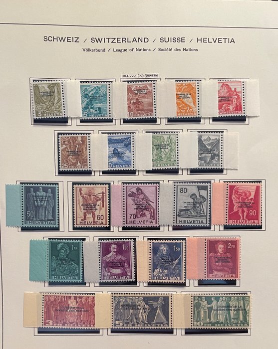Schweiz 1944 - Umfangreiche Sammlung Postfrisch „Courrier de la société des nations“