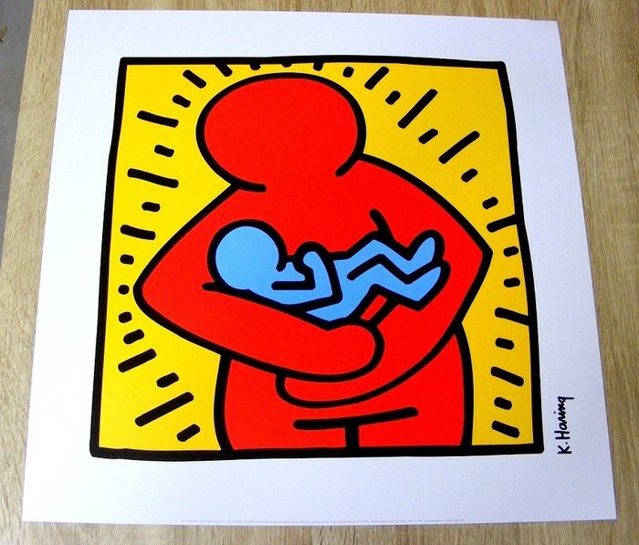 Keith Haring - Untitled (1986)  Holding Baby - 2004