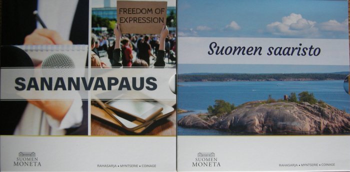 Finland. Year Set 2021 BU "Vrijheid van menings uiting - Freedom of Expression" + Suomen Saaristo  ( 2 verschillende )